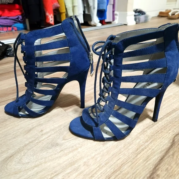 Guess Shoes Guess Blue Lace Up Gladiator Heels Poshmark